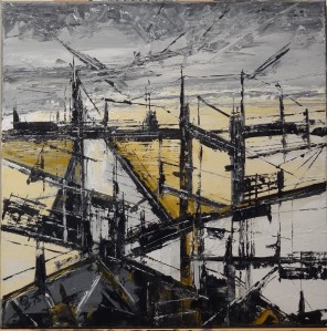 Patrick Lesné, tableau commencé lors de la séance de peinture en commun au Pont de l'Arc