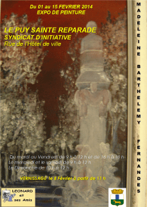 Pour exposition à Le Puy Sainte Réparade, du 1er Février au 15 Février 2014